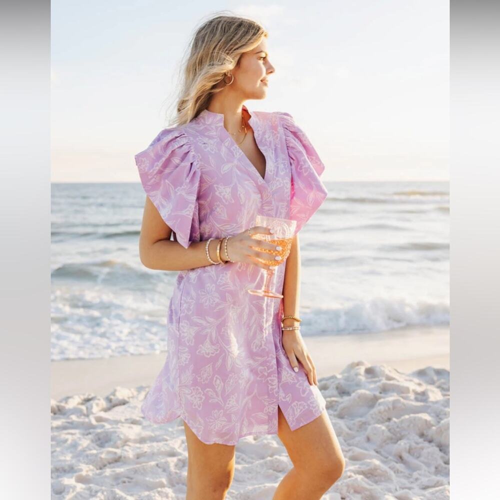 NWT J.Marie‎ The Vivian Shirt Dress purple sz L